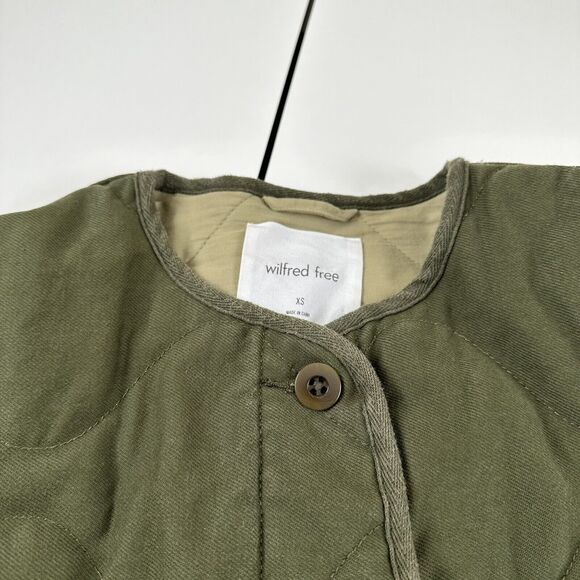 Aritzia Wilfred Free Green Quilted Cotton Bomber Jacket Womens Sz XS - Picture 10 of 10